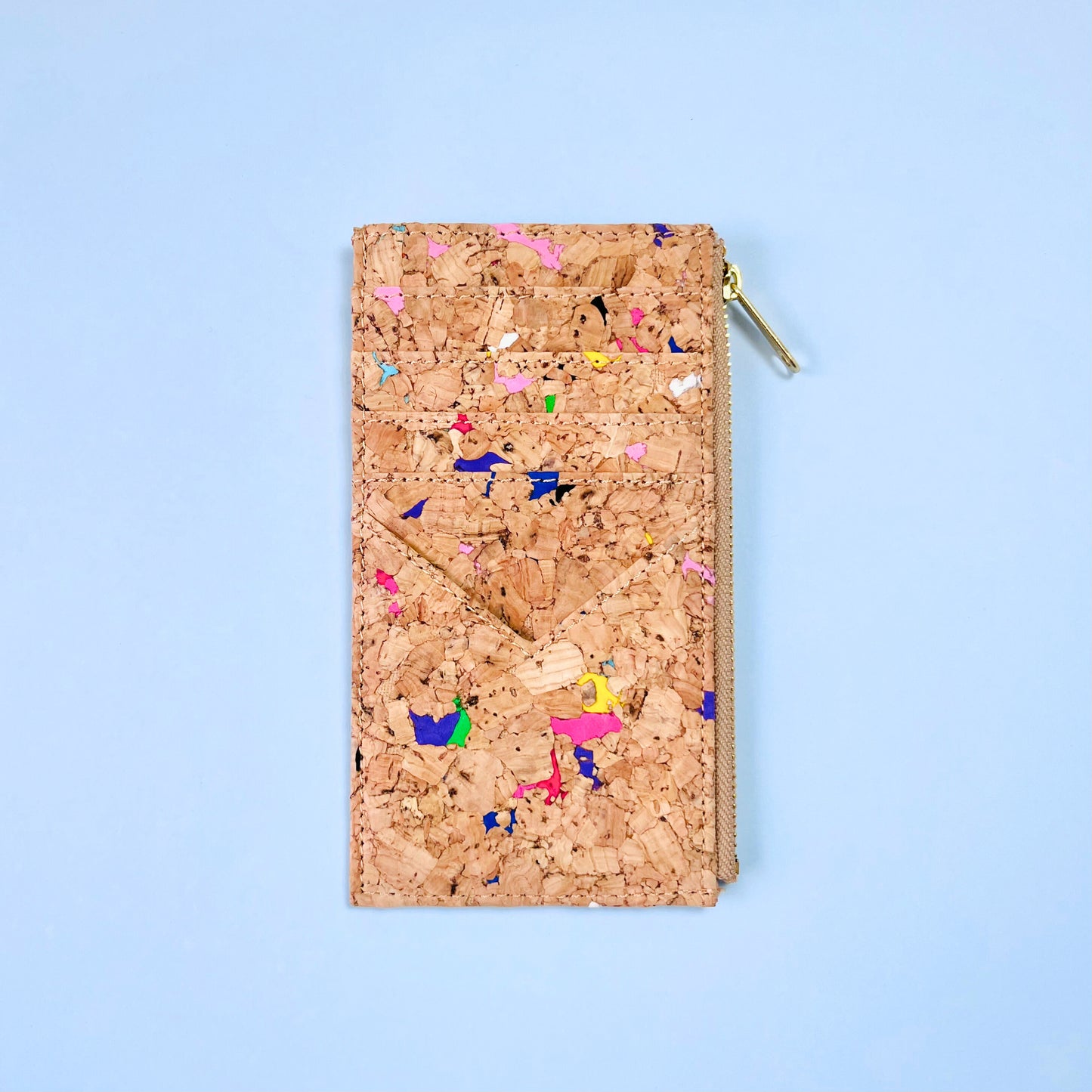 Card slots of By The Sea Collection, Bernie, colourful vegan cork leather card holder