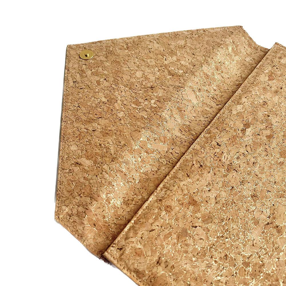 Magnetic closure of By The Sea Collection, Alice, gold vegan cork leather laptop document case