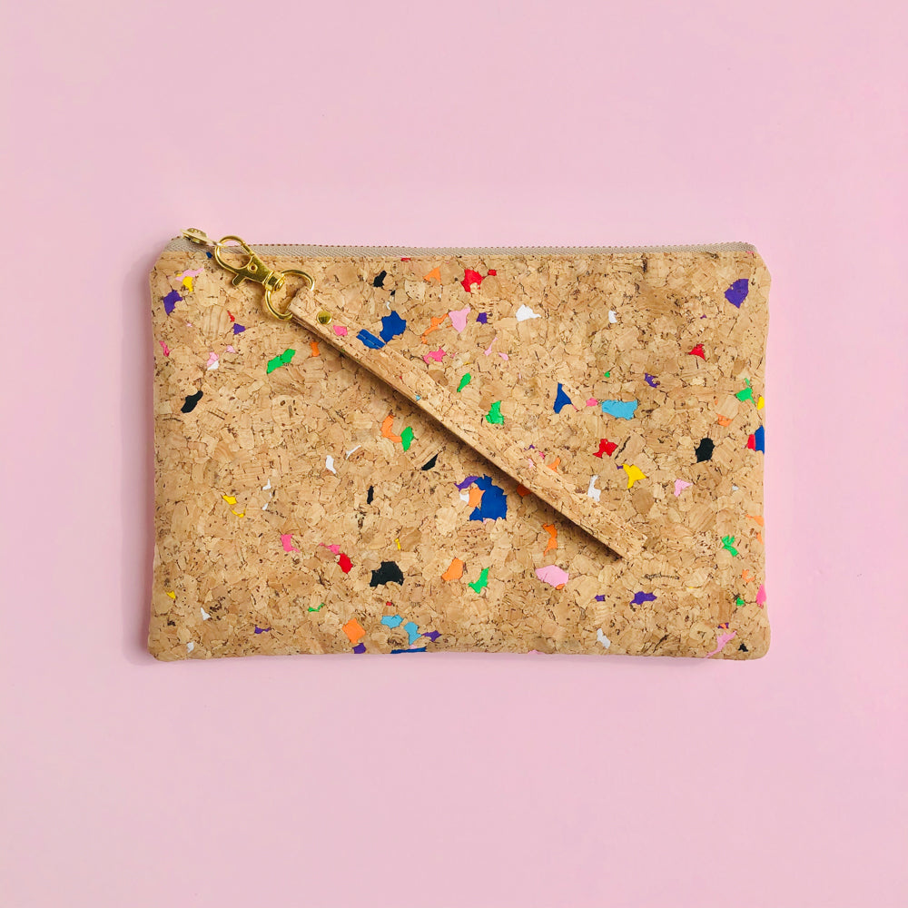 By The Sea Collection, Annie, colourful vegan cork leather pouch