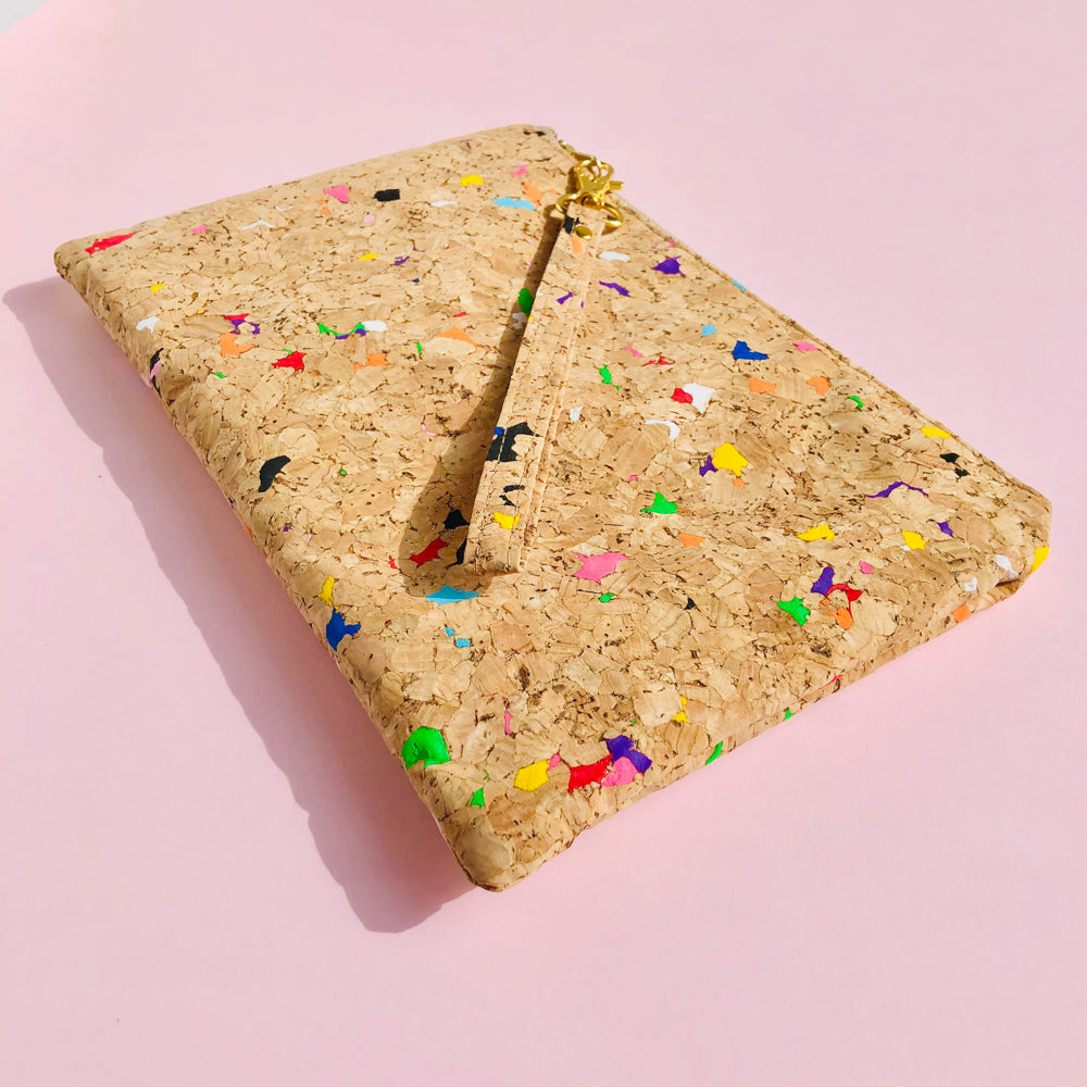 By The Sea Collection, Annie, colourful vegan cork leather pouch