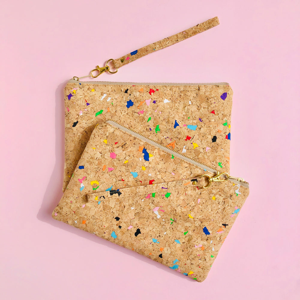 Two By The Sea Collection, Annie, colourful vegan cork leather pouches