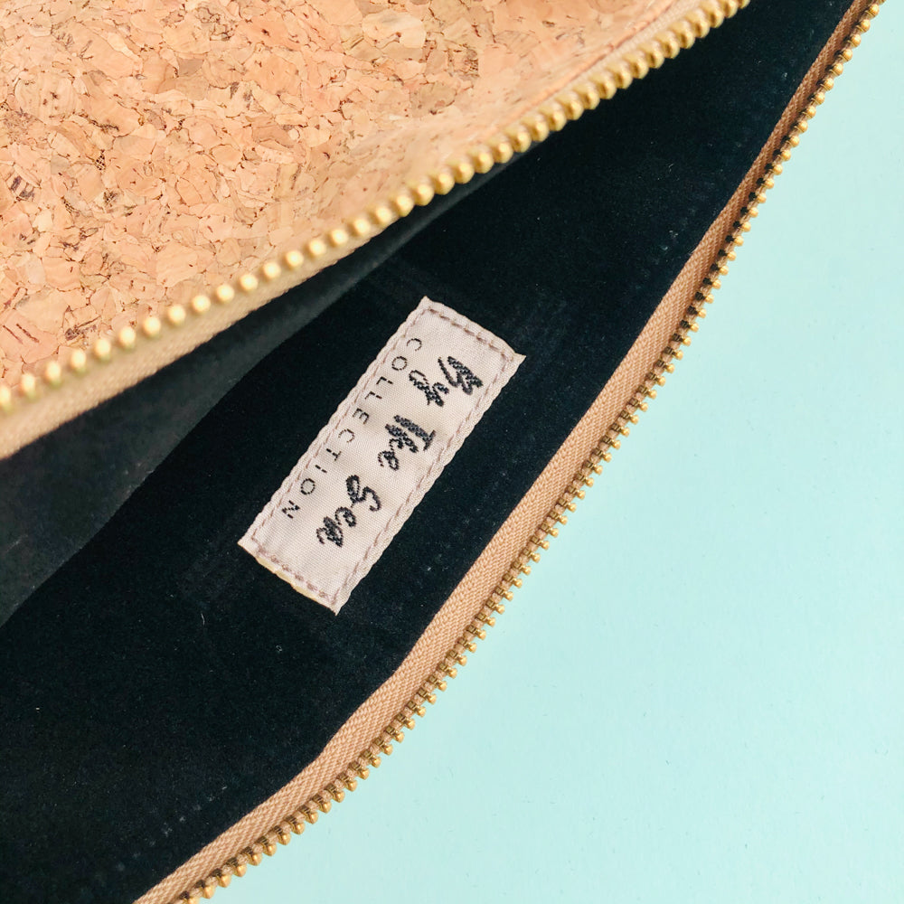 Interior of By The Sea Collection, Annie, vegan cork leather pouch
