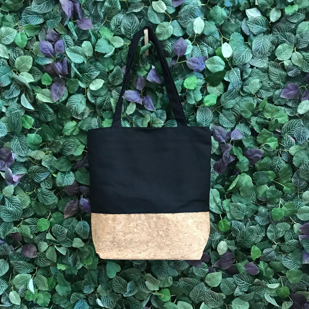 Donna Cork Tote Bag in Black Canvas - By The Sea Collection