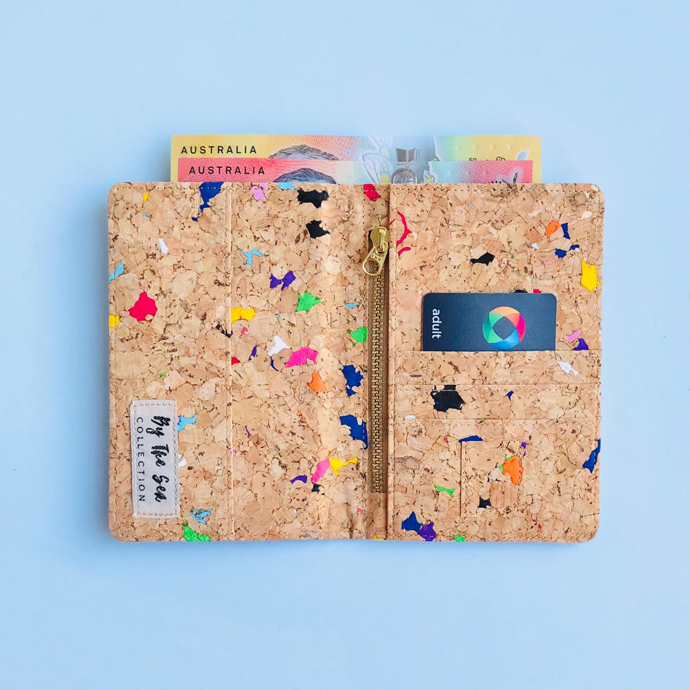 Fifi Cork Zip Passport Holder in Vivid - By The Sea Collection