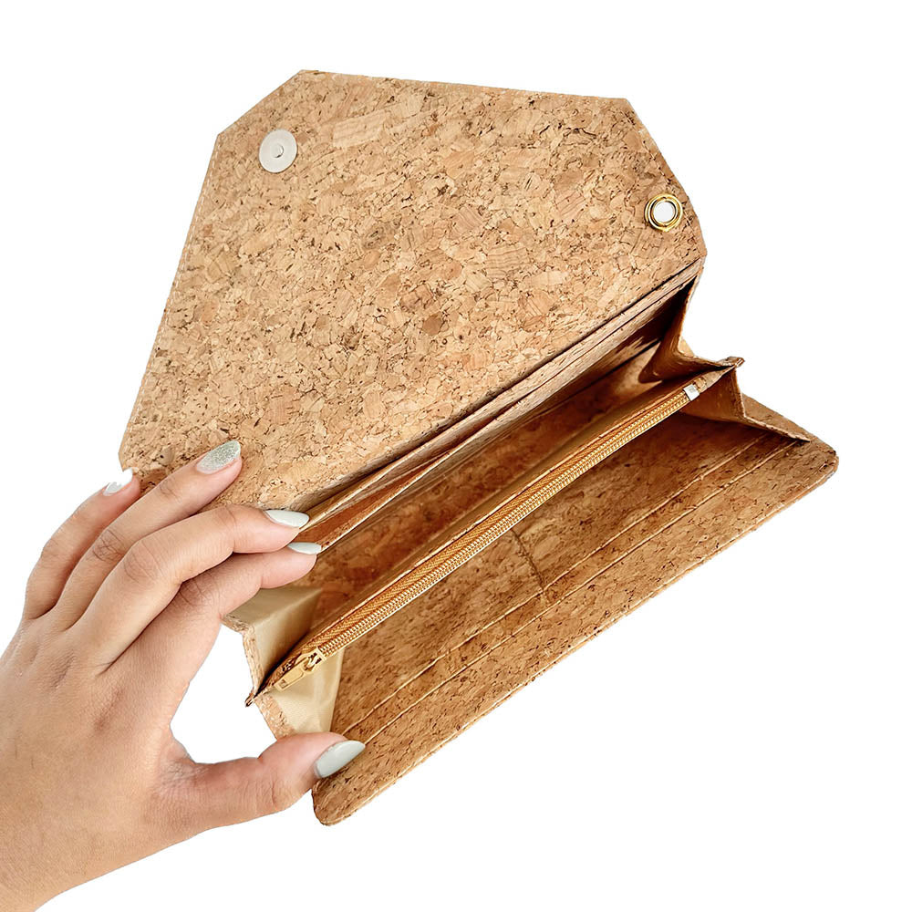 Interior of By The Sea Collection, Flora, classic vegan cork leather shoulder bag
