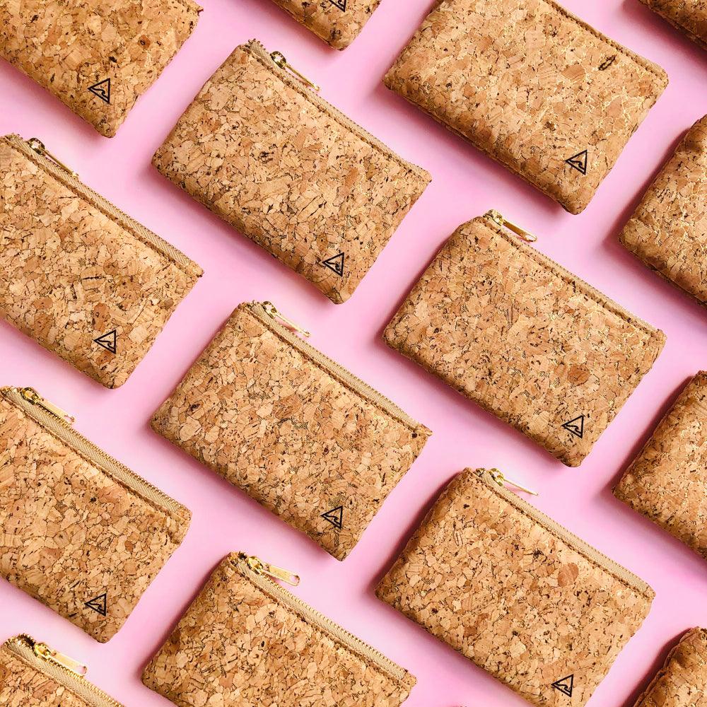 By The Sea Collection, Gigi, gold vegan cork leather coin pouch