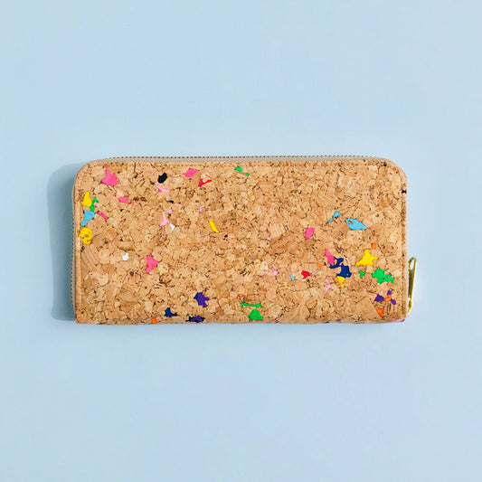 By The Sea Collection, Iggy, colourful women's vegan cork leather zipper wallet