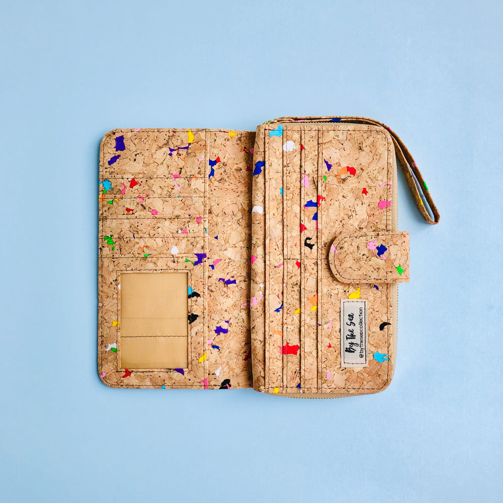 Interior of By The Sea Collection, Izzy, colourful vegan cork leather women’s wallet