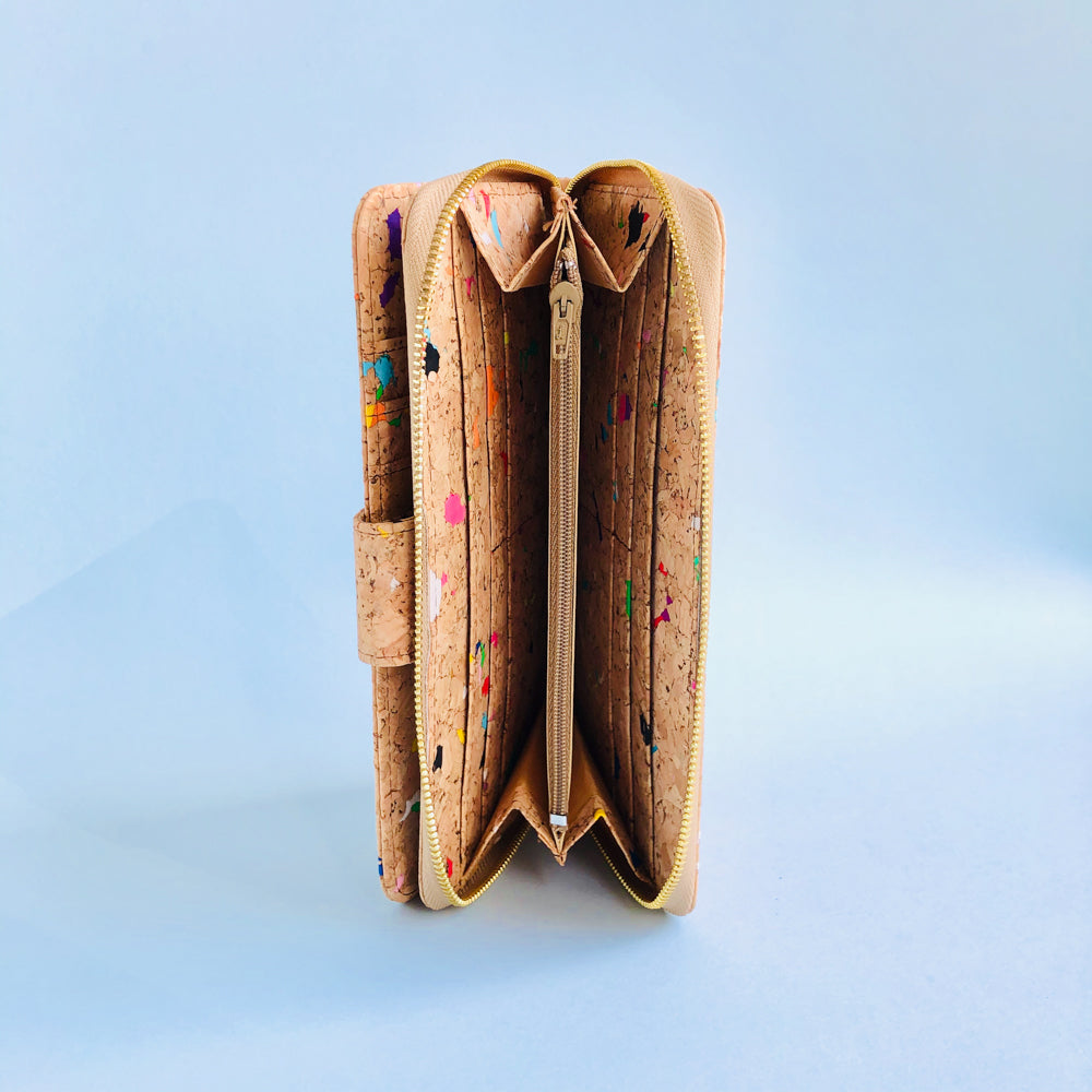 Interior of By The Sea Collection, Izzy, colourful vegan cork leather women’s wallet