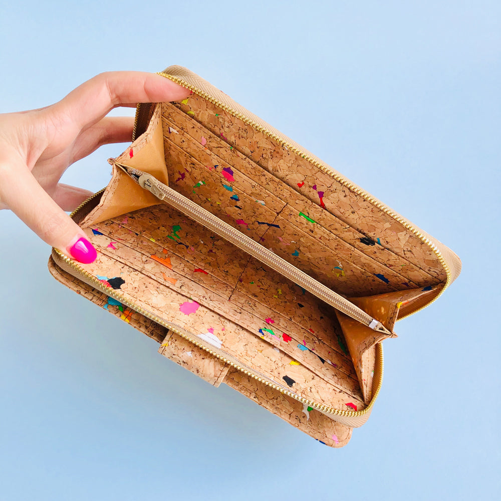 Interior of By The Sea Collection, Izzy, colourful vegan cork leather women’s wallet