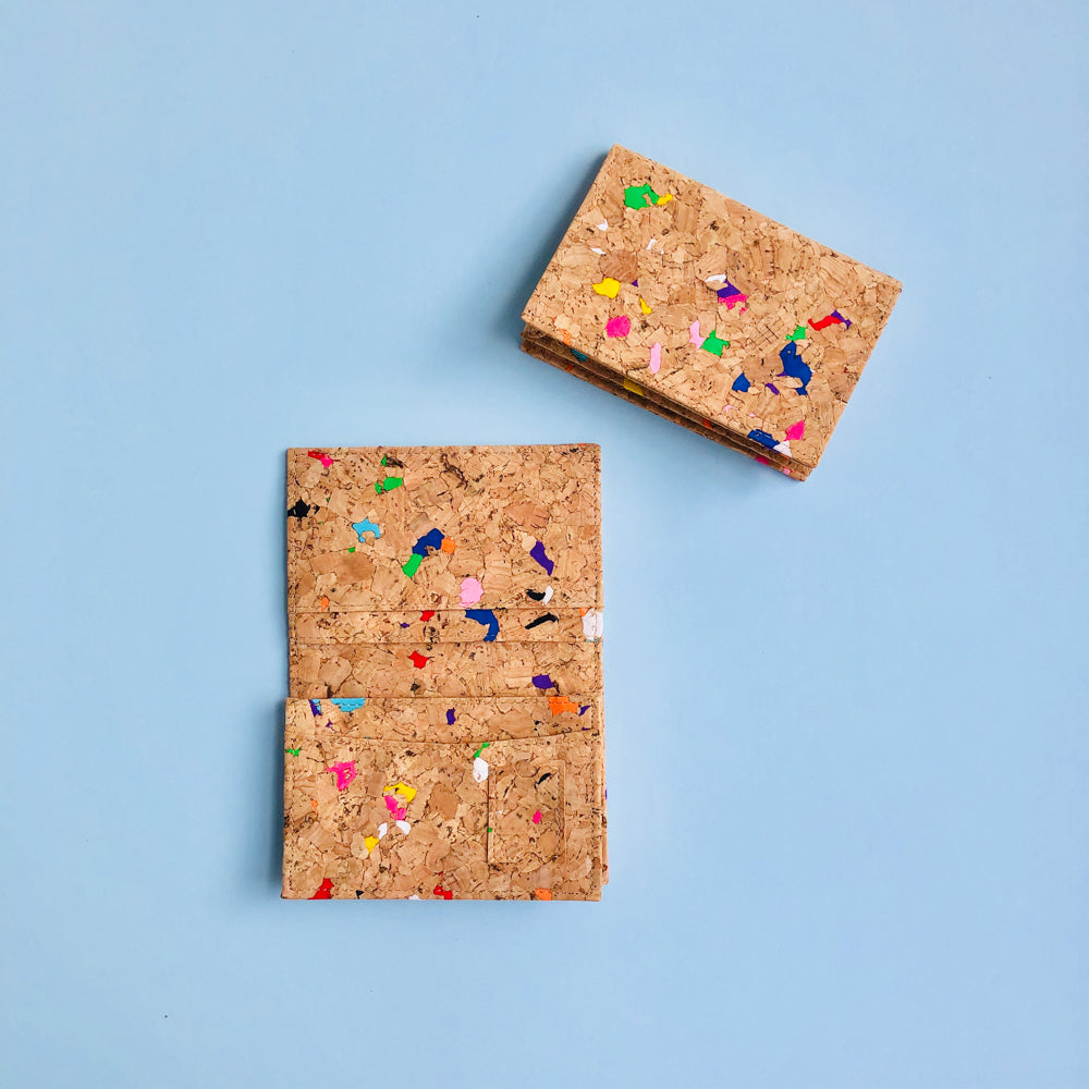 By The Sea Collection, Kevin, colourful vegan cork leather card holder