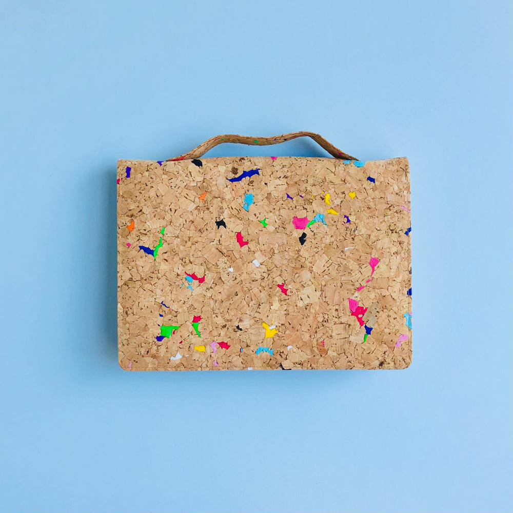 By The Sea Collection, back view of Kiki, colourful vegan cork leather mini shoulder bag