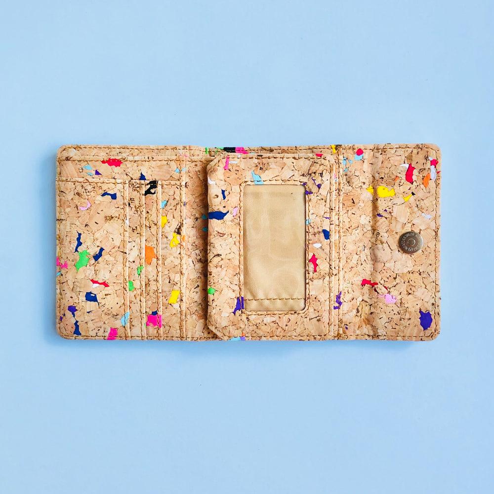 Interior A of By The Sea Collection, Laura, colourful vegan cork leather wallet