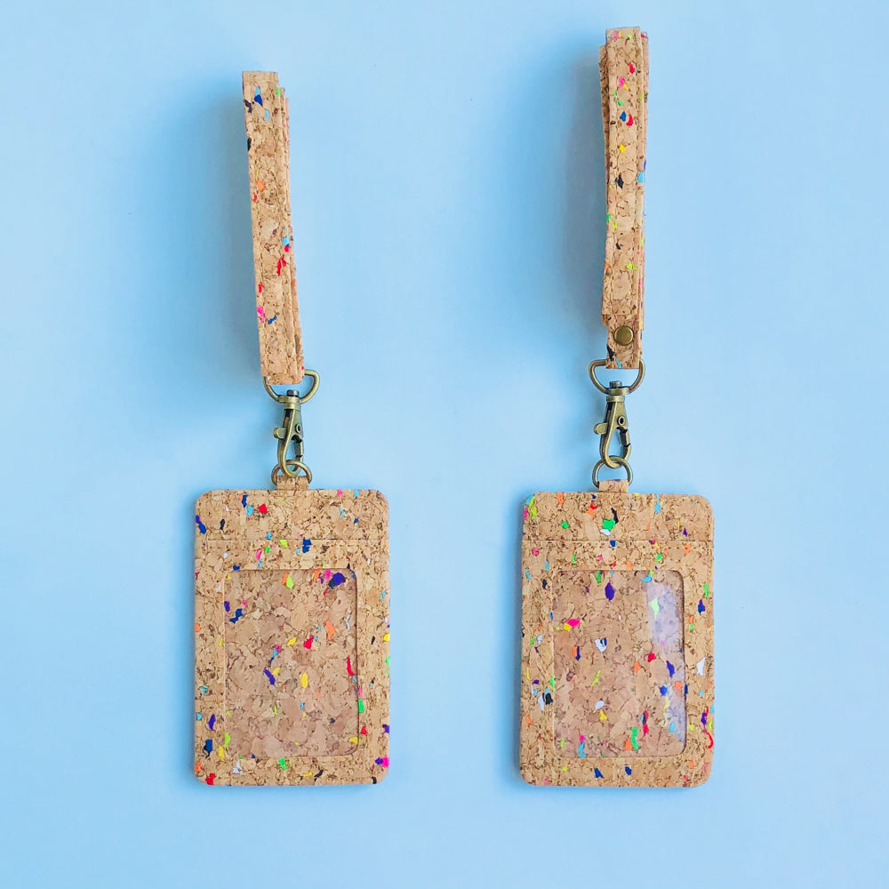 By The Sea Collection, Mike, colourful vegan cork leather lanyard