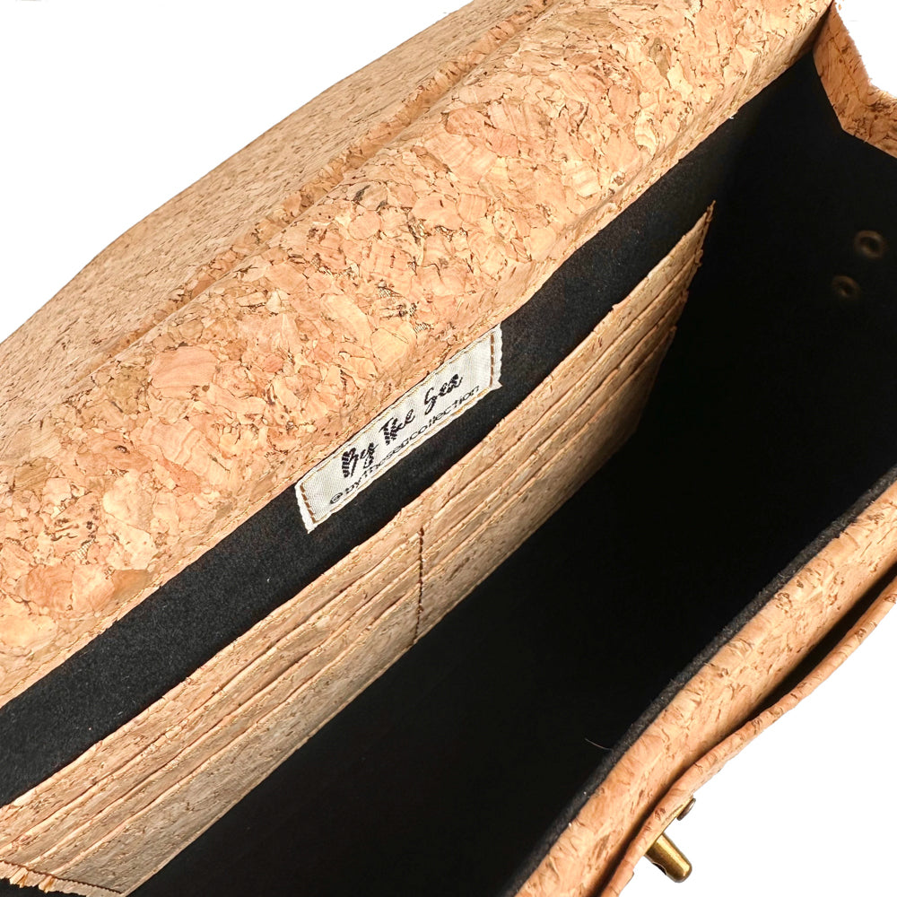 Interior of By The Sea Collection, Tori classic vegan cork leather handbag