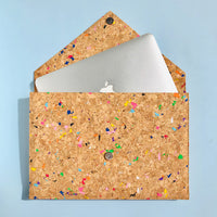 Apple Macbook inside of By The Sea Collection, Alice, colourful vegan cork leather document case