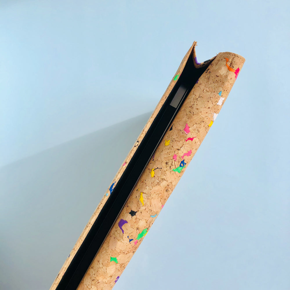 Apple Macbook inside of By The Sea Collection, Alice, colourful vegan cork leather document case