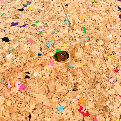 Magnet closure detail of By The Sea Collection, Alice, colourful vegan cork leather document case