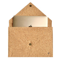 13" laptop inside of By The Sea Collection, Alice, classic vegan cork leather laptop document case