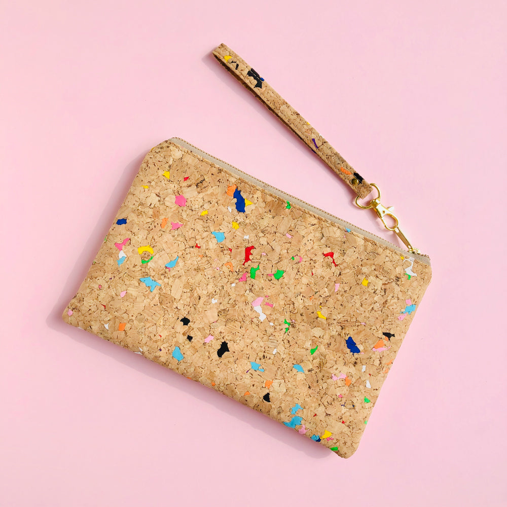 By The Sea Collection, Annie, colourful vegan cork leather pouch