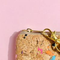 YKK metal zipper detail of By The Sea Collection, Annie, colourful vegan cork leather pouch