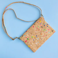 By The Sea Collection, Aurora with shoulder strap, colourful vegan cork leather shoulder bag, clutch bag