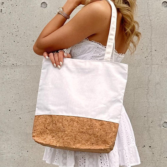 Donna Cork Tote Bag in White Canvas - By The Sea Collection