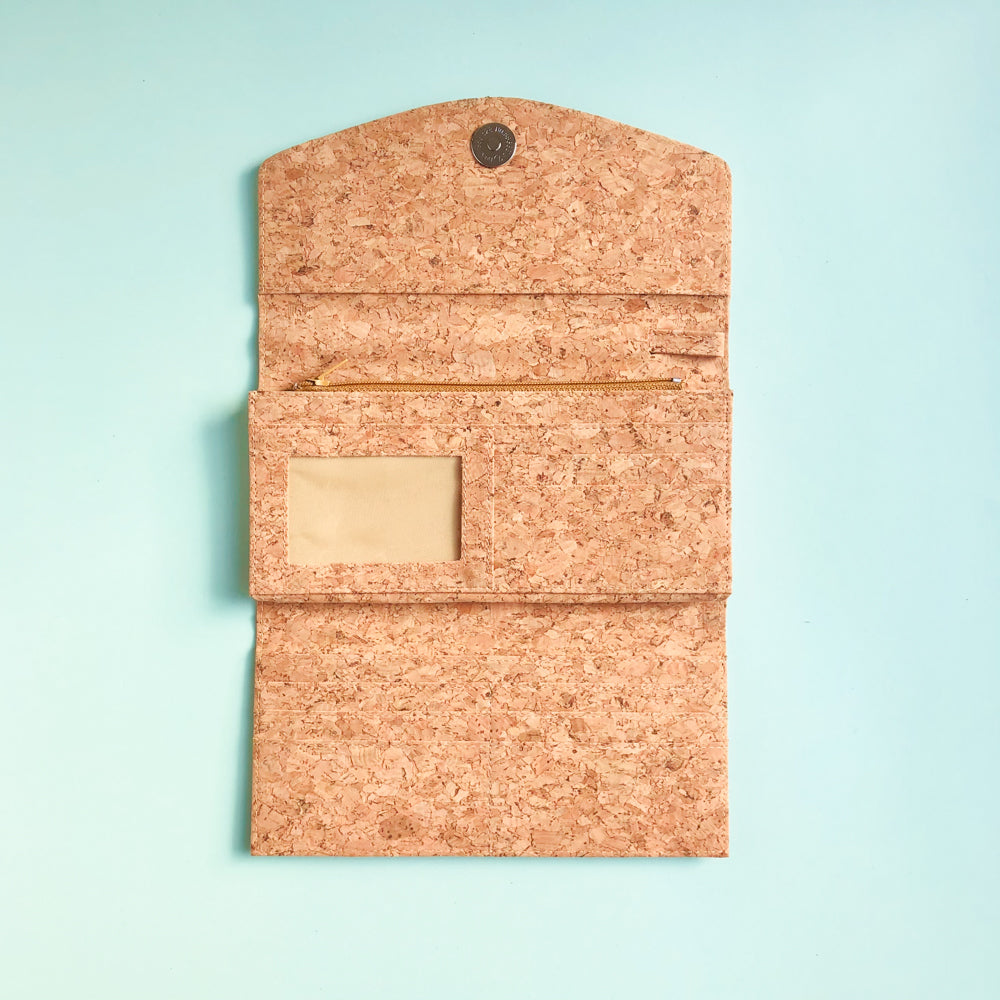 By The Sea Collection, Emma, classic women's vegan cork leather wallet interior