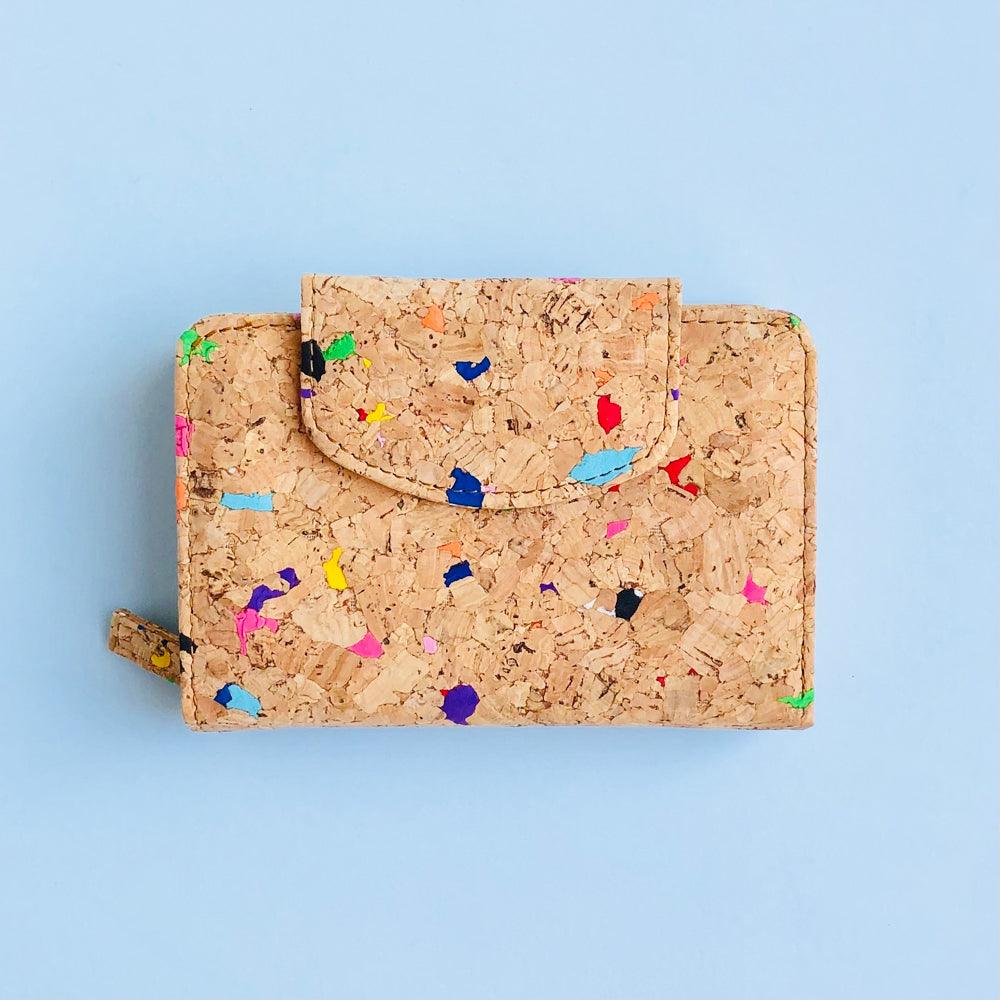 By The Sea Collection, Fiora, colourful vegan cork leather wallet