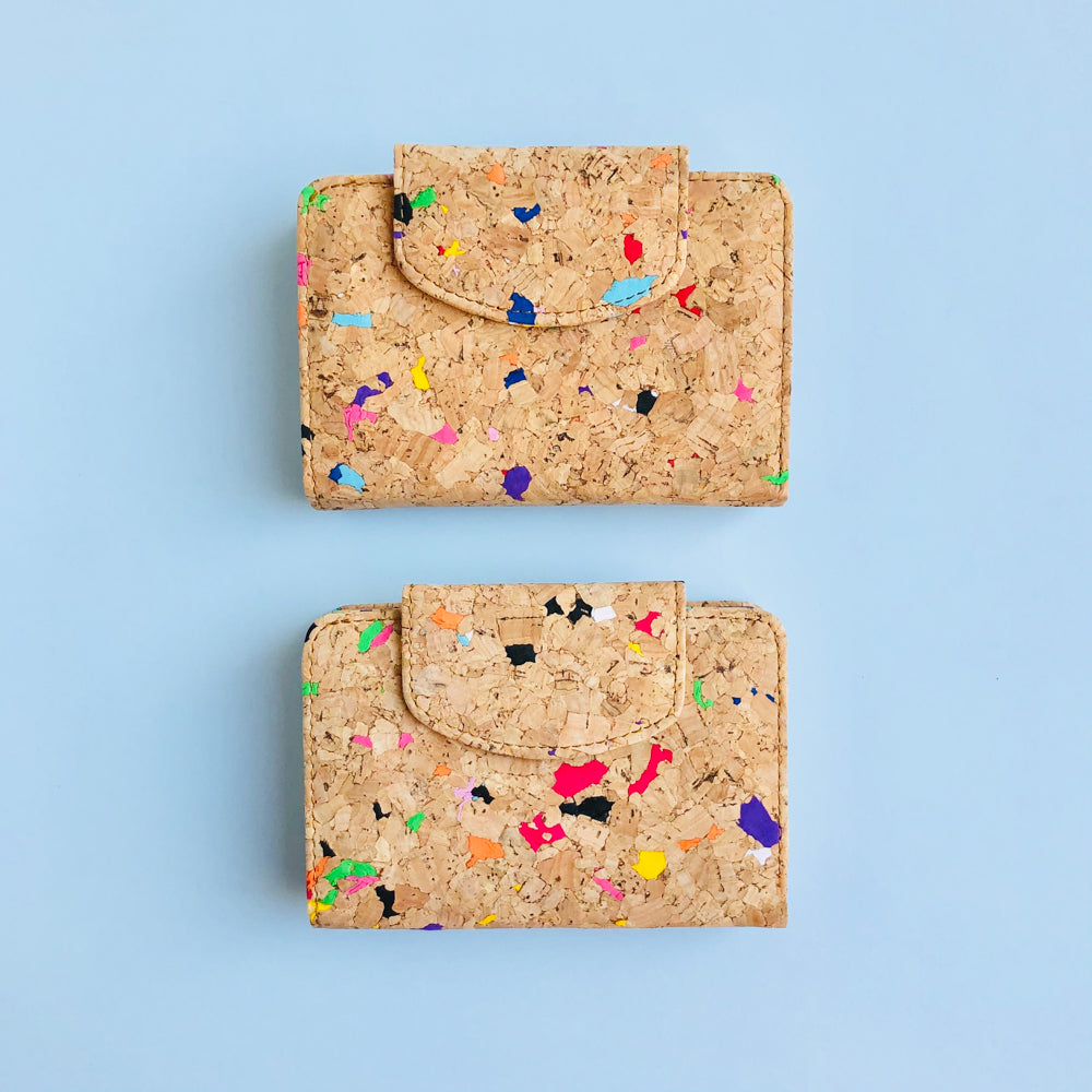 Two By The Sea Collection, Fiora, colourful vegan cork leather wallet
