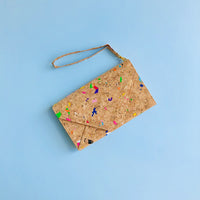 By The Sea Collection, Flora with hand strap, colourful vegan cork leather shoulder bag, clutch bag