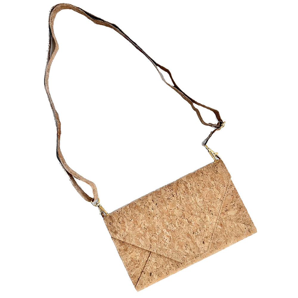 With shoulder strap of By The Sea Collection, Flora, classic vegan cork leather shoulder bag