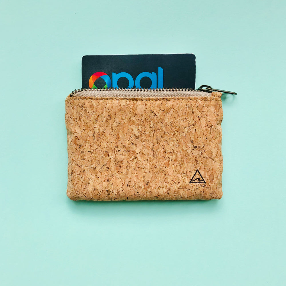 Opal card inside of By The Sea Collection, Gigi, vegan cork leather coin pouch
