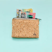 Australian money inside of By The Sea Collection, Gigi, vegan cork leather coin pouch