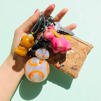 By The Sea Collection, Gigi, colourful vegan cork leather coin pouch with keychain
