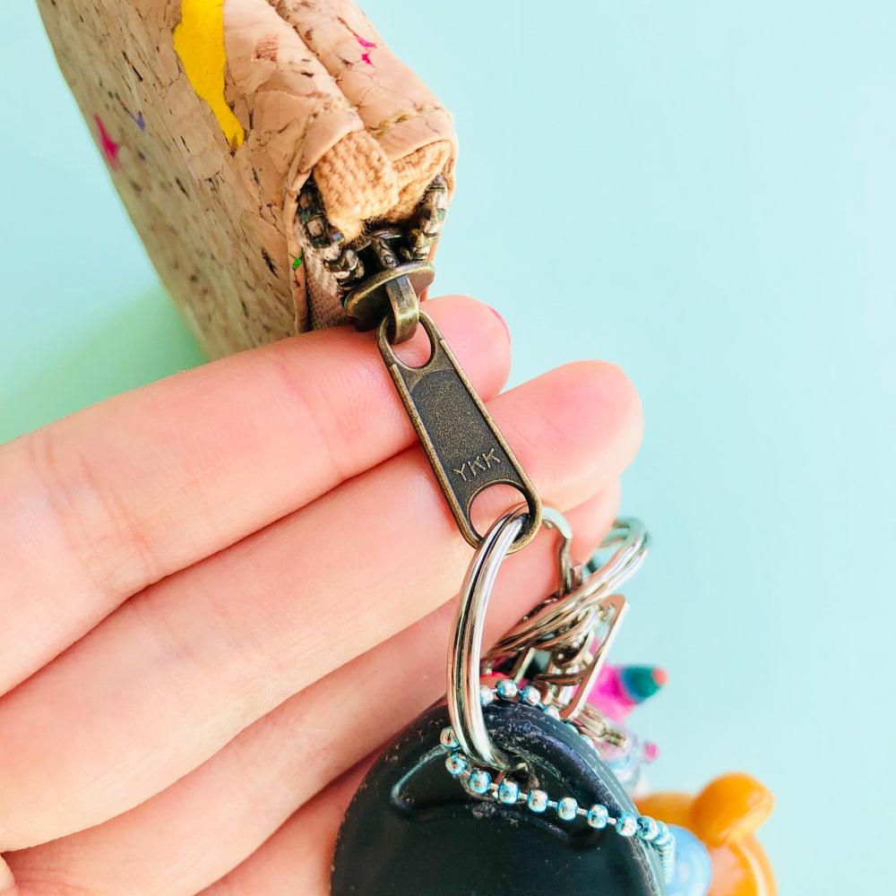By The Sea Collection, Gigi, colourful vegan cork leather coin pouch with keychain