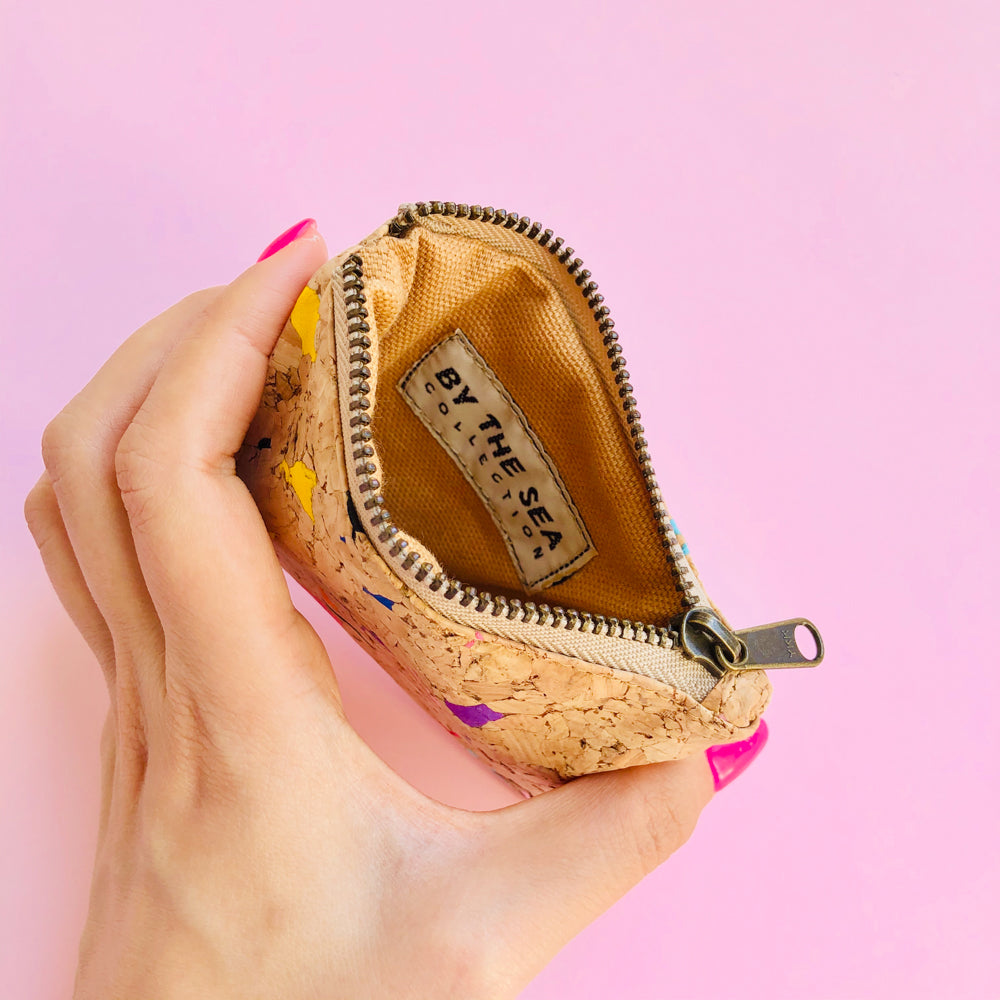 Interior of By The Sea Collection, Gigi, Colourful Vegan Cork Leather Coin Pouch