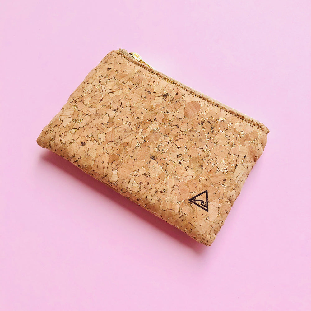 By The Sea Collection, Gigi, gold vegan cork leather coin pouch