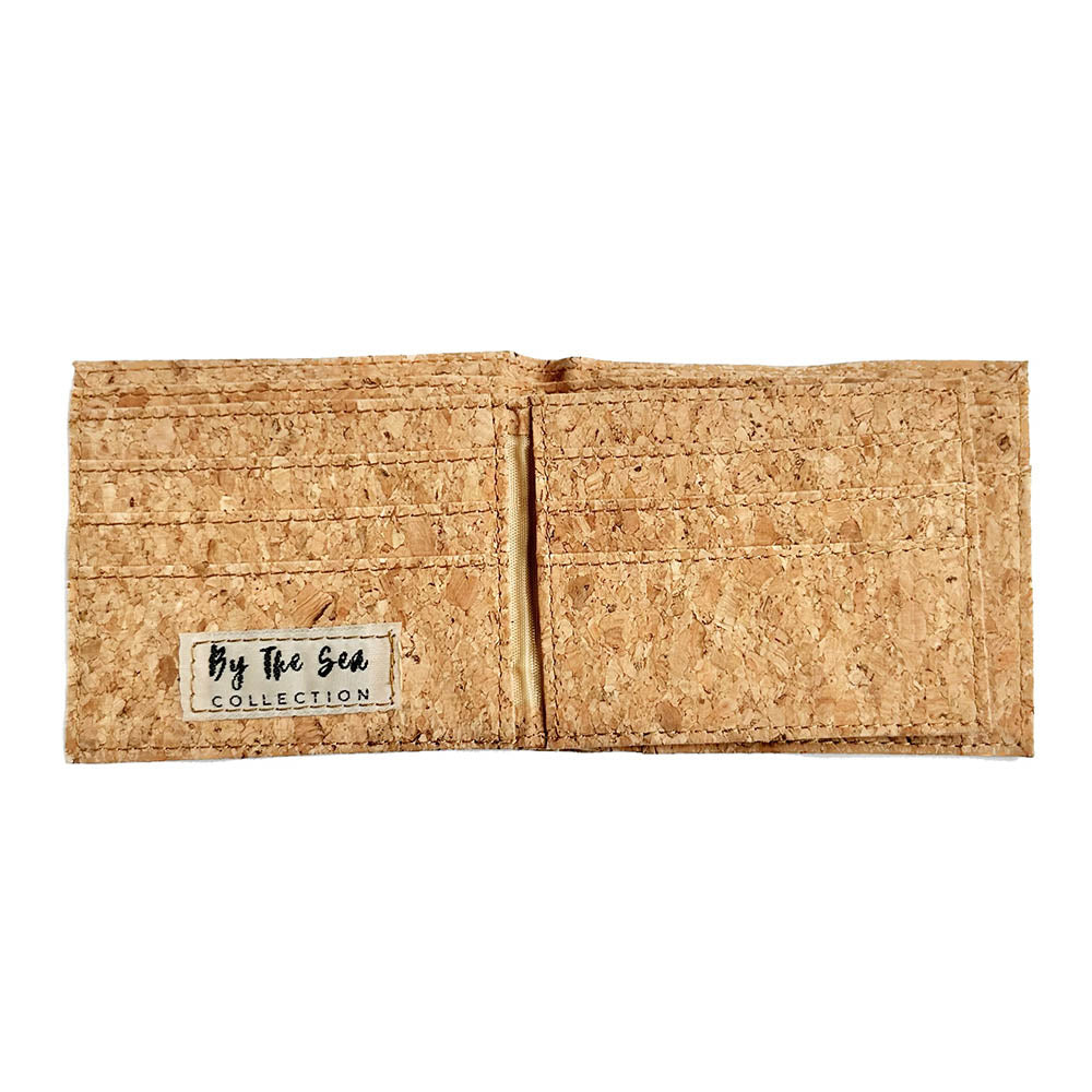 Interior A of By The Sea Collection, Gilly, classic vegan cork leather compact wallet