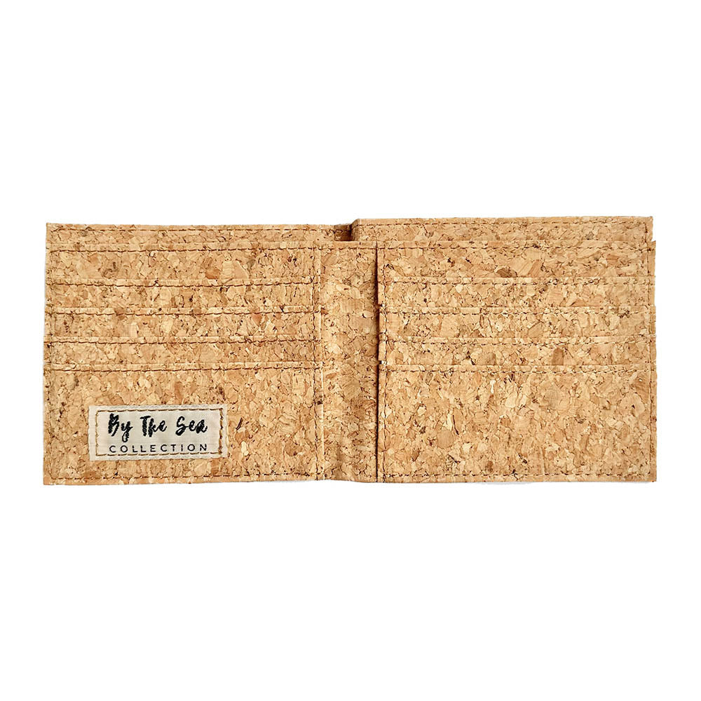 Interior of By The Sea Collection, Henry, classic vegan cork leather compact wallet