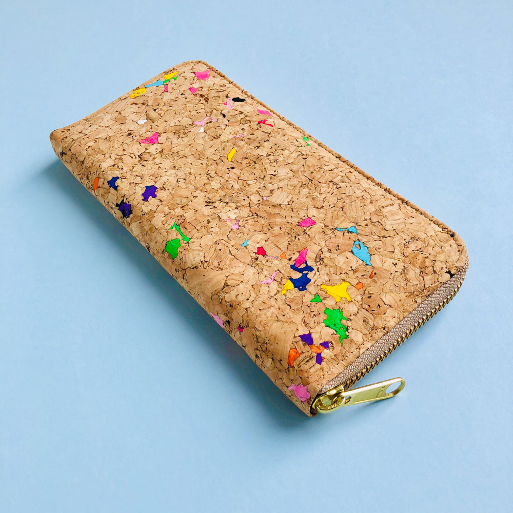 By The Sea Collection, Iggy, colourful women's vegan cork leather zipper wallet