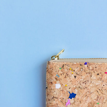 YKK metal zipper detail of By The Sea Collection, Ingy, colourful vegan cork leather wallet