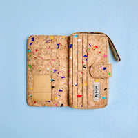 Interior of By The Sea Collection, Izzy, colourful vegan cork leather women’s wallet 