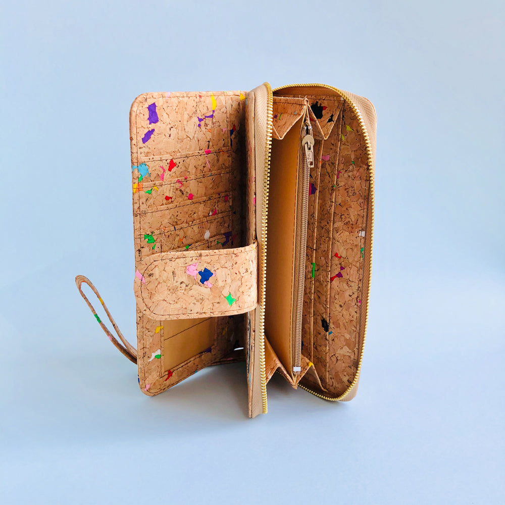 Interior of By The Sea Collection, Izzy, colourful vegan cork leather women’s wallet 