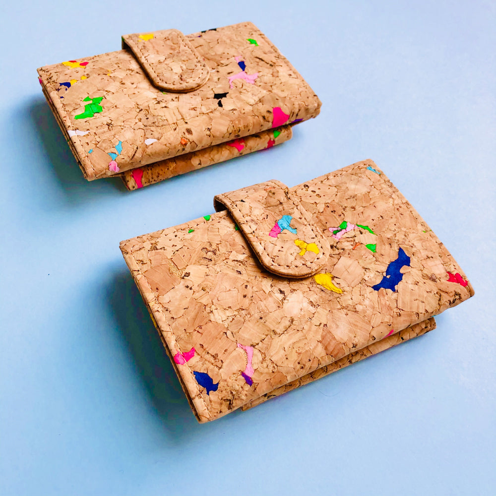 By The Sea Collection, Kate, colourful vegan cork leather compact wallets