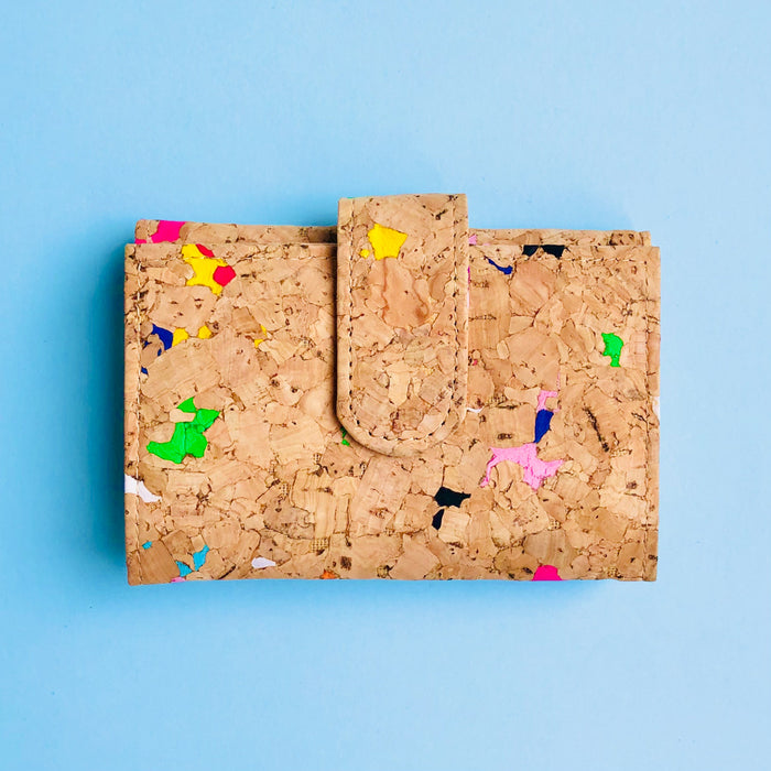 By The Sea Collection, Kate, colourful vegan cork leather compact wallets