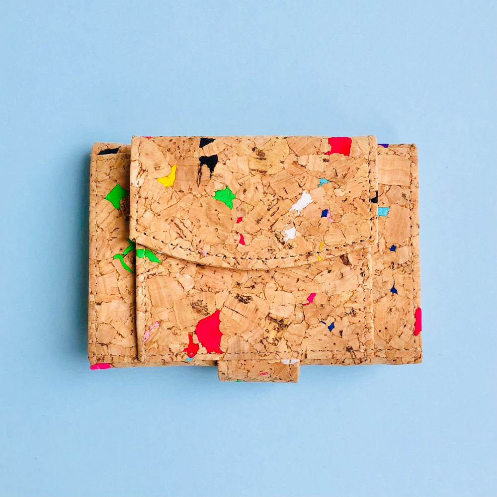 By The Sea Collection, Kate, colourful vegan cork leather compact wallets