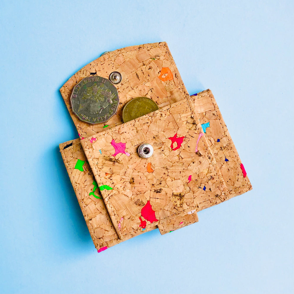 Coin Pouch, By The Sea Collection, Kate, colourful vegan cork leather compact wallets