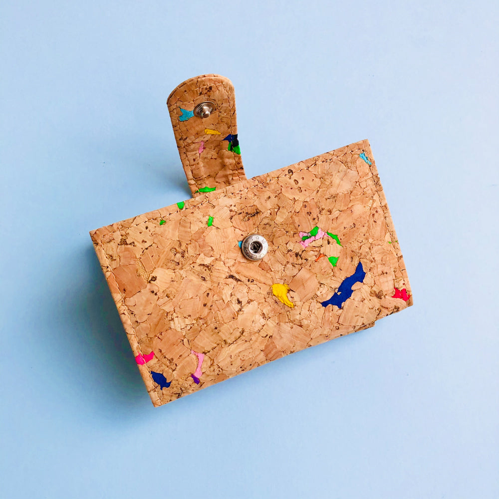 By The Sea Collection, Kate, colourful vegan cork leather compact wallets