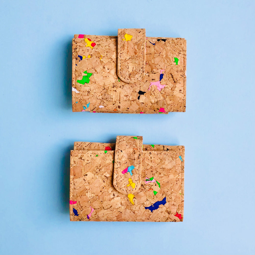 By The Sea Collection, Kate, colourful vegan cork leather compact wallets